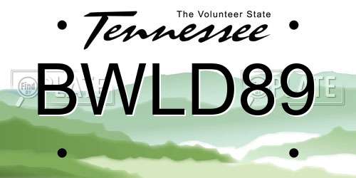 BWLD89 Tennessee License Plate