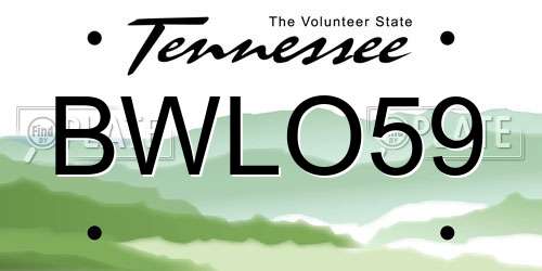 BWLO59 Tennessee License Plate