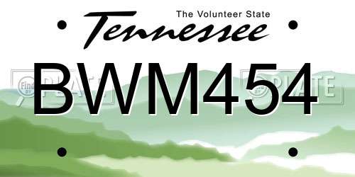 BWM454 Tennessee License Plate