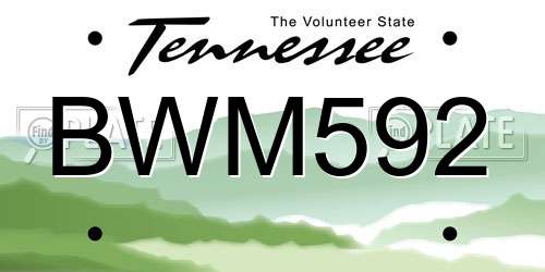 BWM592 Tennessee License Plate
