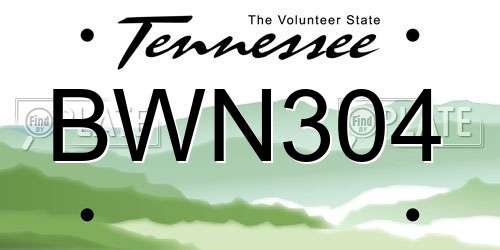 BWN304 Tennessee License Plate