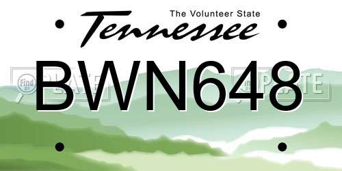BWN648 Tennessee License Plate
