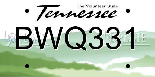 BWQ331 Tennessee License Plate