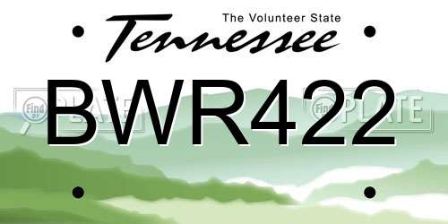 BWR422 Tennessee License Plate