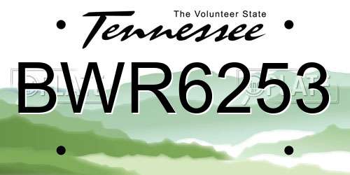 BWR6253 Tennessee License Plate