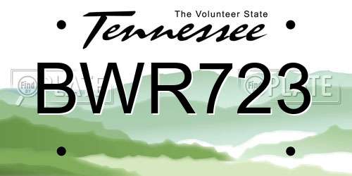 BWR723 Tennessee License Plate