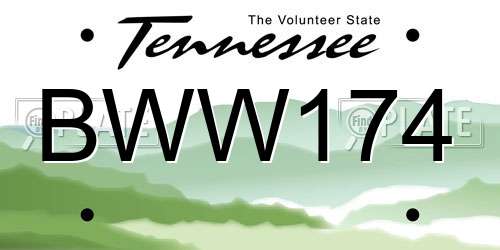 BWW174 Tennessee License Plate