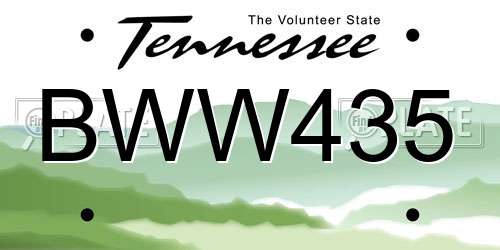 BWW435 Tennessee License Plate