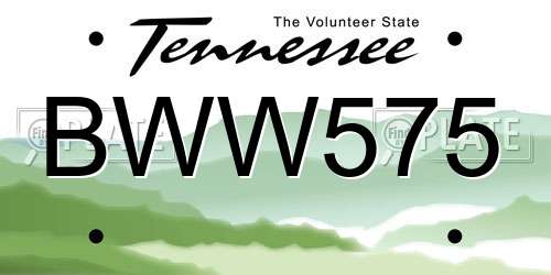 BWW575 Tennessee License Plate