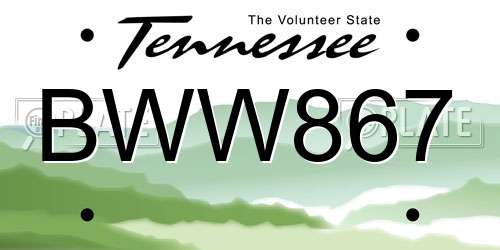 BWW867 Tennessee License Plate