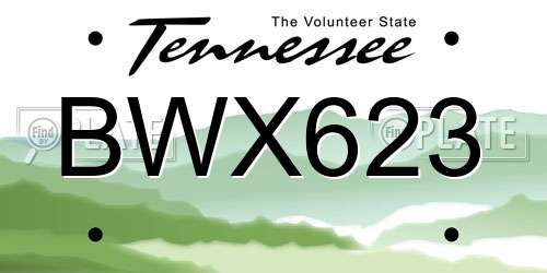 BWX623 Tennessee License Plate
