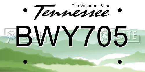 BWY705 Tennessee License Plate