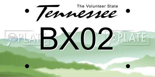 BX02 Tennessee License Plate