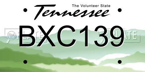BXC139 Tennessee License Plate