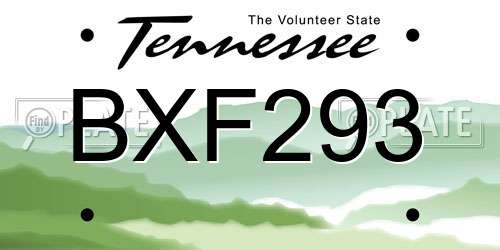 BXF293 Tennessee License Plate