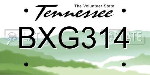 BXG314 Tennessee License Plate