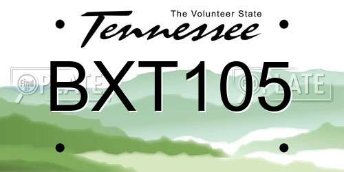 BXT105 Tennessee License Plate