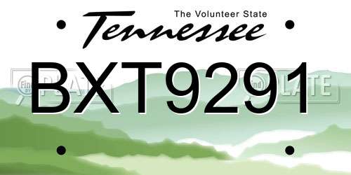 BXT9291 Tennessee License Plate