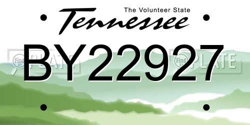 BY22927 Tennessee License Plate