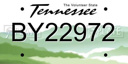 BY22972 Tennessee License Plate