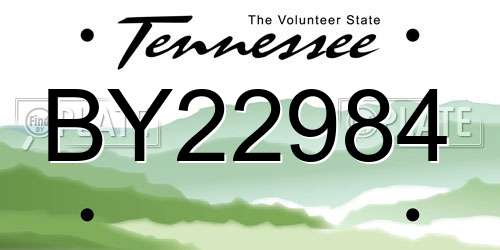 BY22984 Tennessee License Plate