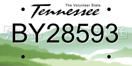 BY28593 Tennessee License Plate