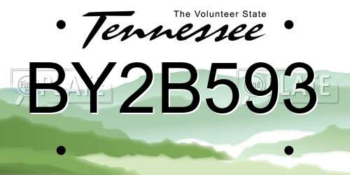 BY2B593 Tennessee License Plate