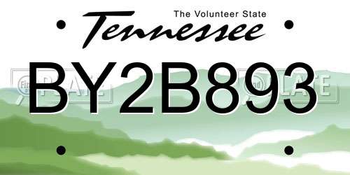 BY2B893 Tennessee License Plate