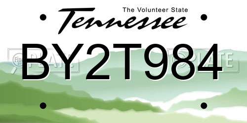 BY2T984 Tennessee License Plate