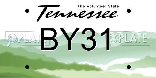 BY31 Tennessee License Plate