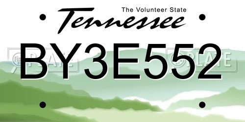 BY3E552 Tennessee License Plate