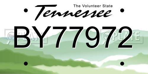 BY77972 Tennessee License Plate