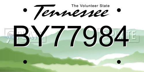 BY77984 Tennessee License Plate