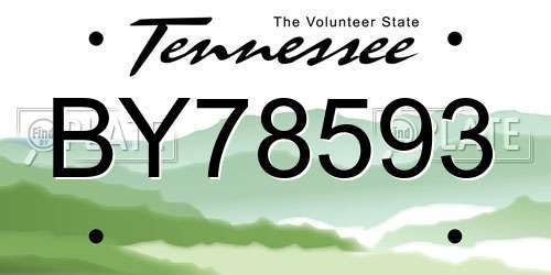 BY78593 Tennessee License Plate