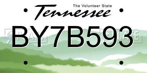 BY7B593 Tennessee License Plate
