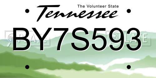 BY7S593 Tennessee License Plate