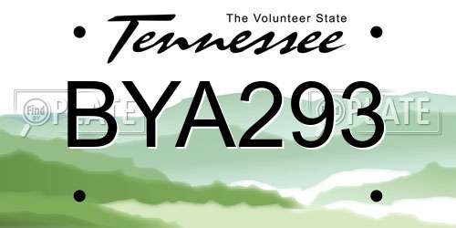 BYA293 Tennessee License Plate