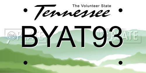 BYAT93 Tennessee License Plate