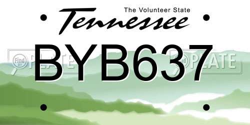 BYB637 Tennessee License Plate