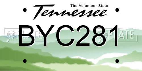 BYC281 Tennessee License Plate