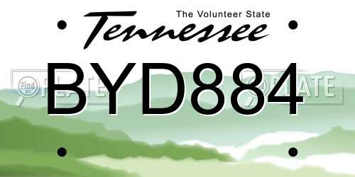 BYD884 Tennessee License Plate