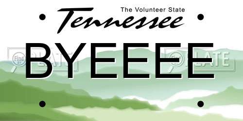BYEEEE Tennessee License Plate
