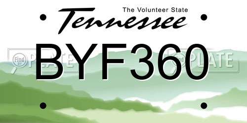 BYF360 Tennessee License Plate
