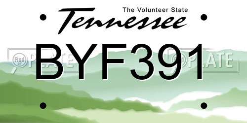 BYF391 Tennessee License Plate