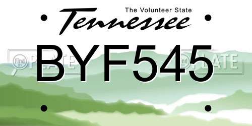 BYF545 Tennessee License Plate