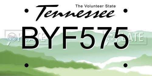 BYF575 Tennessee License Plate
