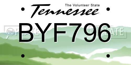 BYF796 Tennessee License Plate