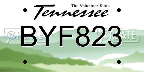 BYF823 Tennessee License Plate