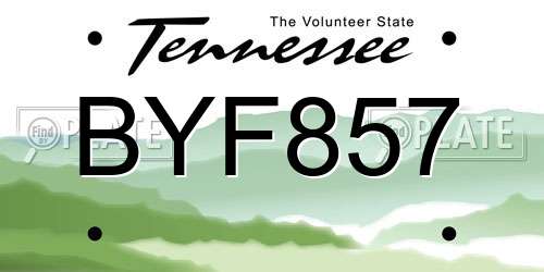 BYF857 Tennessee License Plate