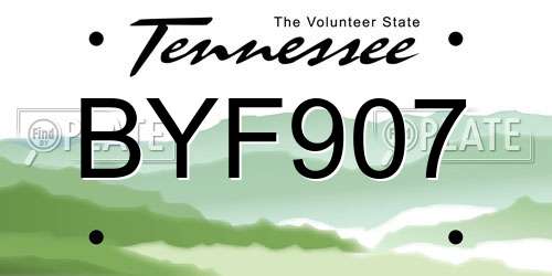 BYF907 Tennessee License Plate